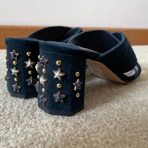 Sandro Navy Star Studded Mules